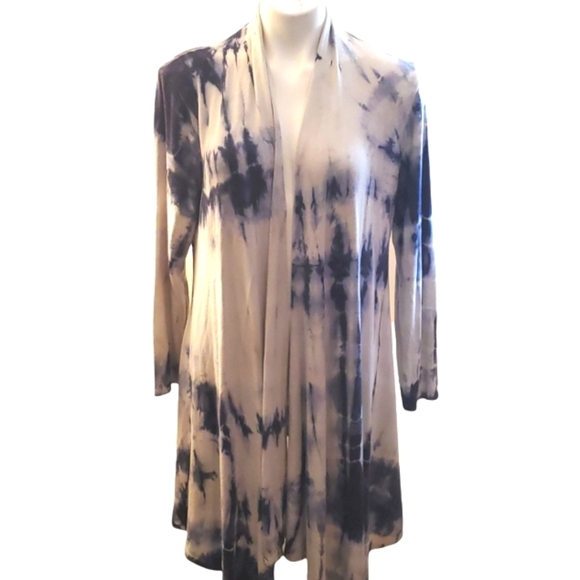 Soft Surroundings open waterfall blue tie dye cardigan sweater Size S - Picture 2 of 6